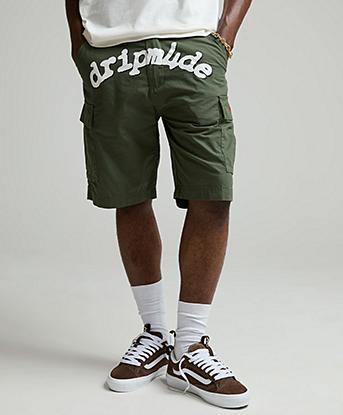 Dripmade Ambush Gamble Cargo Short in Verdant Ash / White