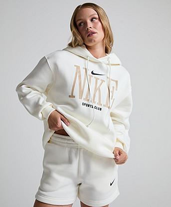 Nike Womens Phoenix HBR Inconnect Overhead Hoodie in Sail / Black