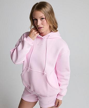 Nike Womens Sportswear Phoenix Fleece Oversize Hoodie in Pink Foam / Sail