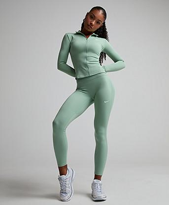 Nike Womens One Dri-FIT Full Zip Jacket in Steam / White
