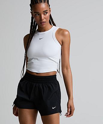 Nike Womens One Ruched Side Woven Short in Black