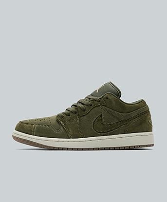 Jordan Air Jordan 1 Low SE Craft Trainer in Cargo Khaki / Coconut Milk / Gum
