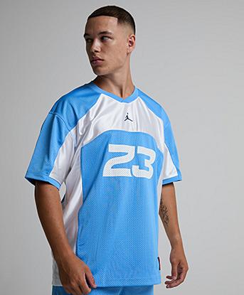 Jordan Flight Short Sleeve Jersey in University Blue / White / Midnight Navy