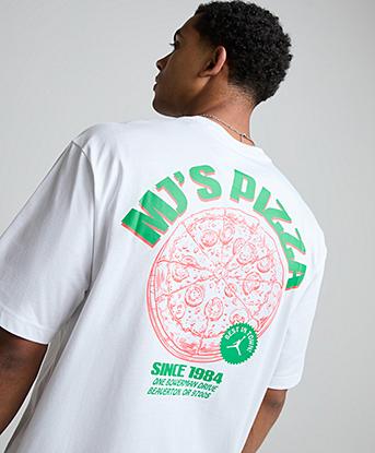 Jordan Pizza Graphic Short Sleeved T-Shirt in White