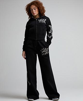 Lorenzo Womens Camo College Jogger in Black