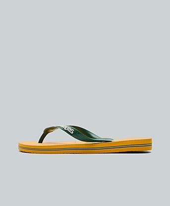 Havaianas Womens Brazil Logo Flip Flop in Pop Yellow / Green