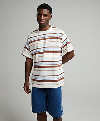 adidas Originals Stripe T-Shirt in Off White / Halo Mint