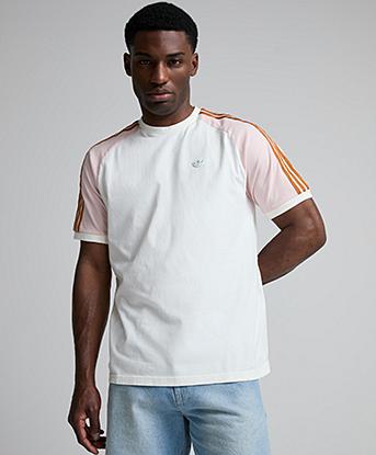 adidas Originals Cali T-Shirt in Sandy Pink / Off White