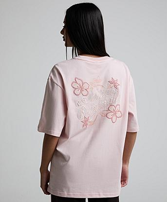 adidas Originals Womens Summer Glow Flower Graphic T-Shirt in Sandy Pink / Off White / Pink