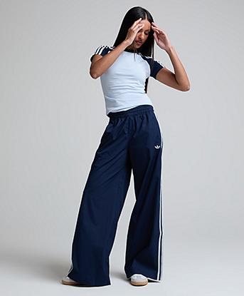 adidas Originals Womens Crochet 3 Stripe Pant in Night Indigo / White / Crystal Blue