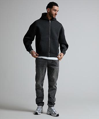 Alessandro Zavetti Osoli Slim Stacked Fit Denim Jean in Dark Washed Grey
