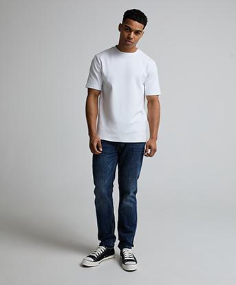 Alessandro Zavetti Osoli Slim Stacked Fit Denim Jean in Washed Indigo With Vintage Tint