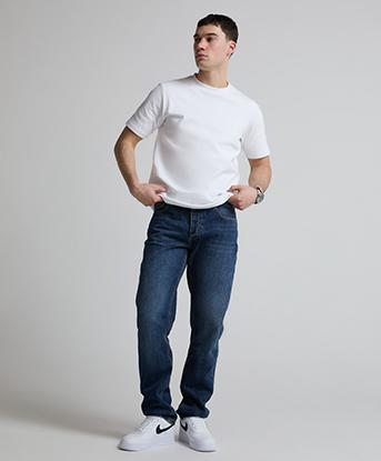 Alessandro Zavetti Seluci Straight Fit Denim Jean in Washed Indigo With Vintage Tint