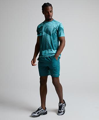Monterrain Divide Jacquard T-Shirt in Coastal Drift / Seafarer Teal