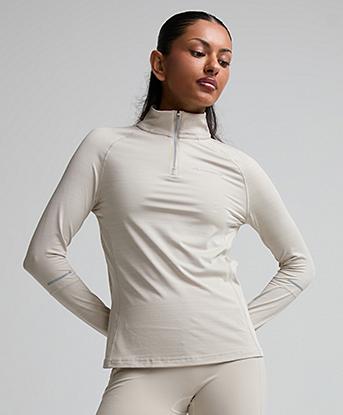 Monterrain Womens Lyder 2.0 Quarter Zip Long Sleeve Top in Moonlit Alloy