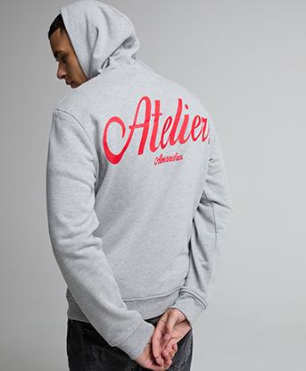Alessandro Zavetti Ginestrello Overhead Hoodie in Grey Marl / Rescue Red