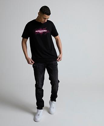 Alessandro Zavetti Vizari T-Shirt in Black / Pink