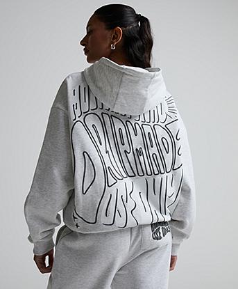 Dripmade Womens Lotto Boxy Fit Overhead Hoodie in Iced Grey Marl