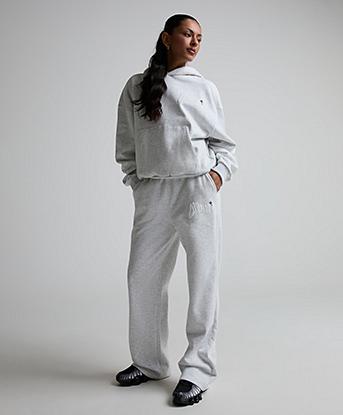 Dripmade Womens Lotto Open Hem Jogger in Ice Grey Marl