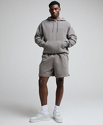 Nike Club Washed Overhead Hoodie in Cave Stone