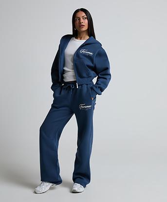 Forena Womens Regal Daze Full Zip Hoodie  in Indigo Dusk / Cloud Beige.