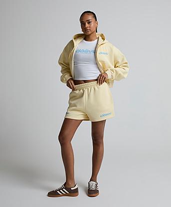 Dès Vu Womens Love Your Aura Short in Yellow / Dusty Blue