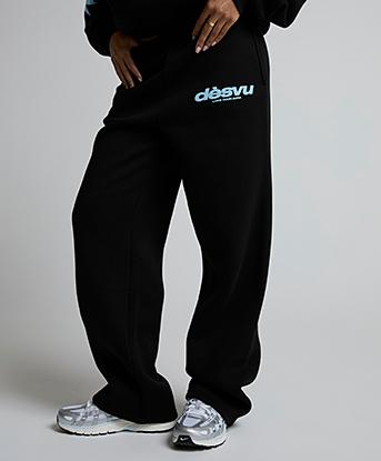 Dès Vu Womens Star Jogger in Black / Dusty Blue