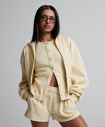 Forena Womens Chelsea Full Zip Hoodie in Vanilla Haze