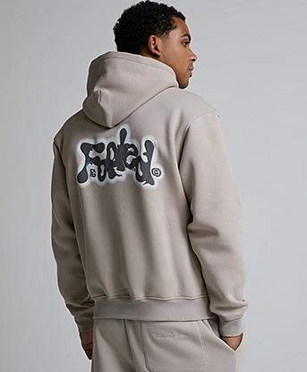 Faded Store Liquid Puff Air Brush Overhead Hoodie in Chateau Grey