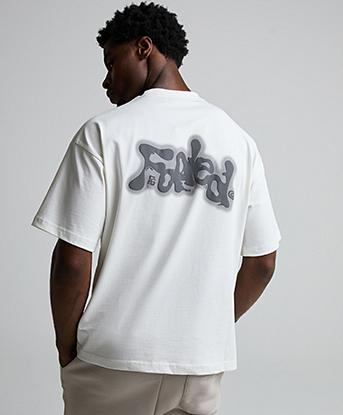 Faded Store Liquid Puff Air Brush T-Shirt in Off White