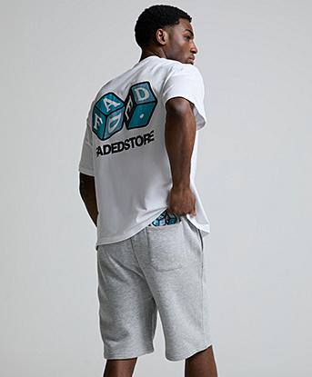 Faded Store Dice Fleece Short in Grey Marl