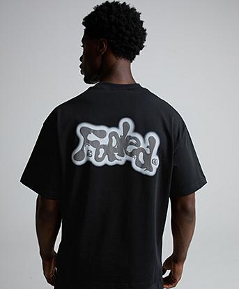 Faded Store Liquid Puff Air Brush T-Shirt in Black