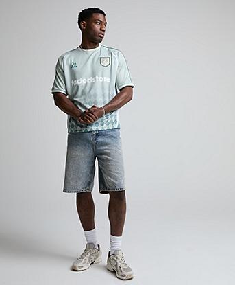 Faded Store Raglan Panel Football Jersey in Green
