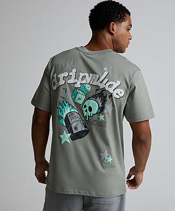 Dripmade Gamble T-Shirt in Phantom Grey / Mint