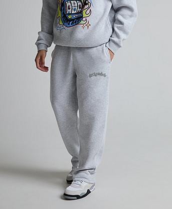 Dripmade Essential Baggy Fit Open Hem Jogger in Grey Marl