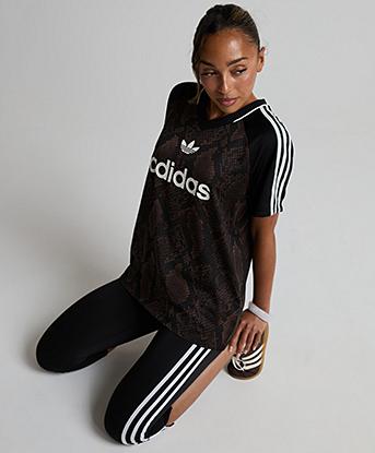 adidas Originals Womens Satin Snake Print Jersey in Earth Strata / Aurora Coffee