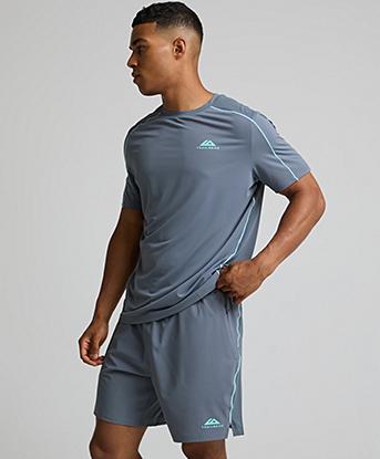 Trailberg Momentum T-Shirt in Ash Grey / Celeste