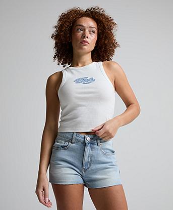 Dripmade Womens Gianna Ribbed Vest in Optic White
