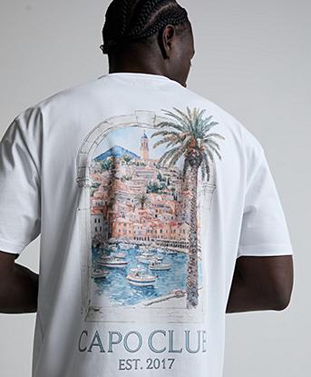 CAPO Boat Scene Graphic T-Shirt in White