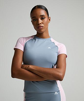 Montirex Womens Vitality T-Shirt in Dove Grey / Light Pink / White