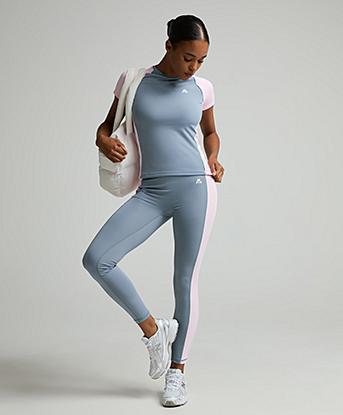 Montirex Womens Vitality Legging in Dove Grey / Light Pink / White