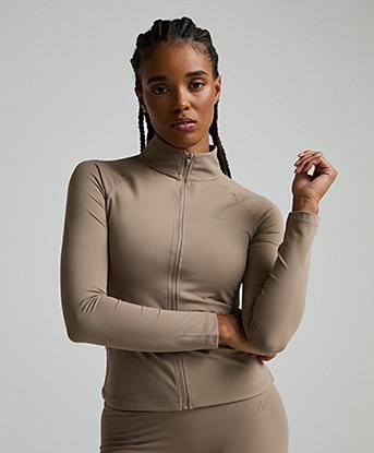 Montirex Womens Form Full Zip T-Shirt in Praline