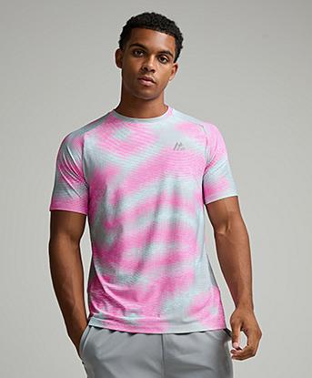 Montirex Haze T-Shirt in Platinum Grey / Water Spring / Neon Pink