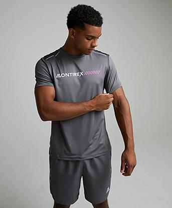 Montirex Proton T-Shirt in Cement Grey / Light Smoke Grey / Mauve Pink