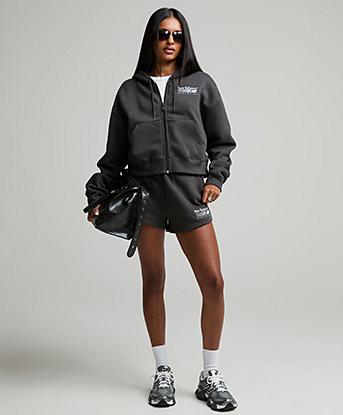 New Balance Womens Trackside Full Zip Fleece in Black Cement