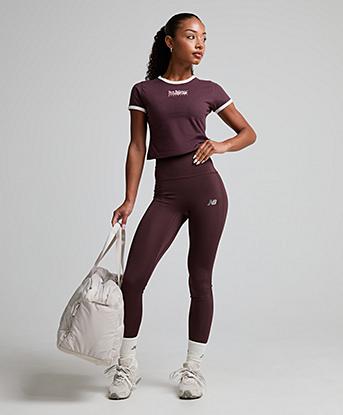 New Balance Womens Essential 25 Inch High Rise Legging in Cherry Leather