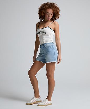 Forena Womens Mila Denim Short in Lighter Blue Wash