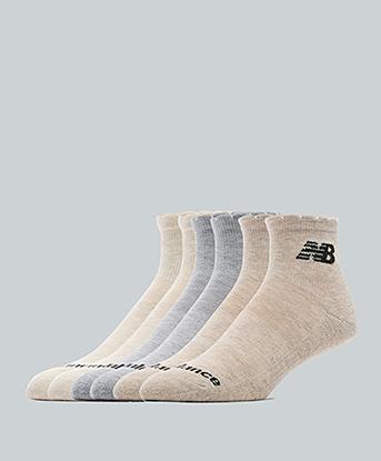 New Balance Womens 6 Pack Lettuce Edge Seasonal Ankle Sock in Cream / Oatmeal / Grey