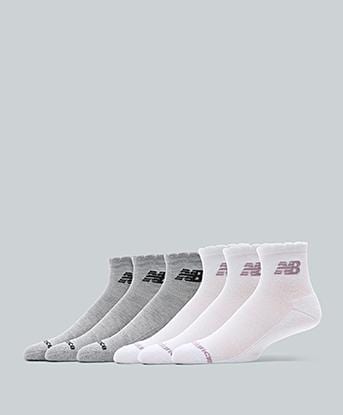 New Balance Womens Lettuce Edge Ankle 6 Pack Sock in Grey / Black / White / Pebble