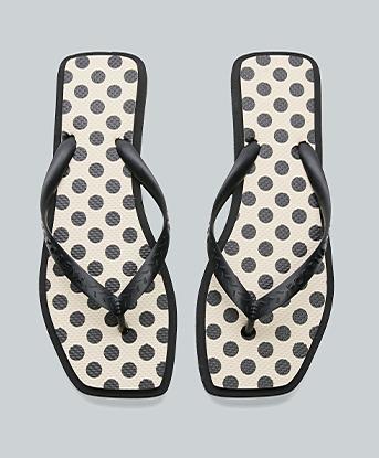 Forena Womens Mimi Flip Flop in Black / White Polka